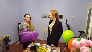 Surprise birthday cake in her face