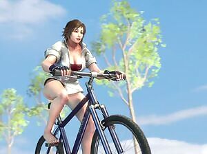 Asuka Kazama enjoying a bike ride,